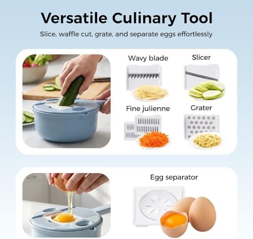 Vegetable Chopper, 2026 Upgraded 12 in 1 Multifunctional Food Chopper with Container, Vegetable Cutter for Onion, Tomato, Salad, Kitchen Gadgets Accessories (Blue) - Image 4