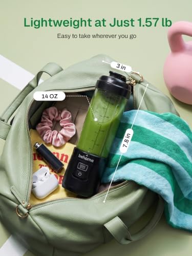 Behome Portable Blender Smoothies and Shakes, Personal Juicer 14 OZ BPA Free Portable Cups, USB-C Rechargeable, Dishwasher Safe Parts - Mini Small Blenders Cup Fits Home, Office, Gym, Travel - Image 3