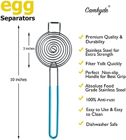 CAMKYDE Egg Separator Food Grade Stainless Steel Egg Yolk White Separation Tool (Blue) - Image 2