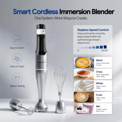 Cordless Immersion Blender, 3-in-1, Smart Control, Low Noise - Image 2