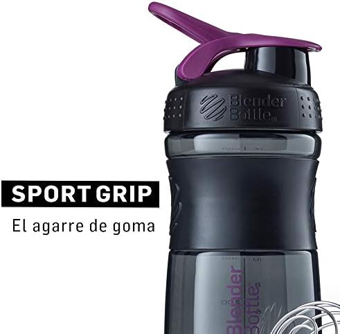 BlenderBottle SportMixer Tritan Grip Shaker Bottle, Transparent Black/Plum, 28-Ounce - Image 4