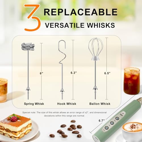 Handheld Milk Frother Wand for Coffee, Rechargeable Electric Whisk