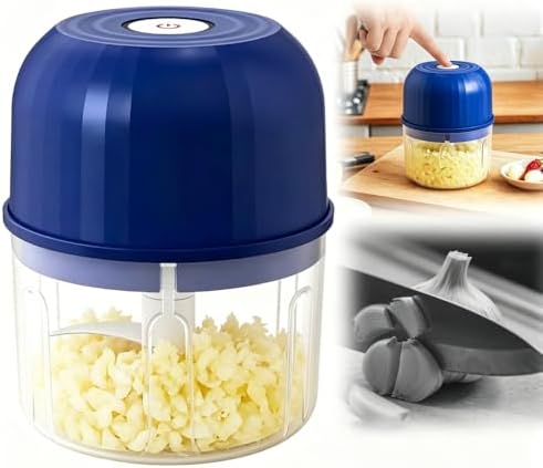 Electric Garlic Chopper Portable Mini Portable Veggie Chopper, Blue by Hulezt