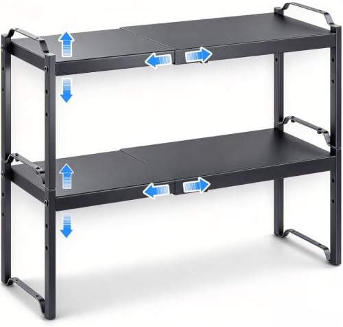 Expandable Cabinet Shelf Organizer, Adjustable kitchen Countertop Storage