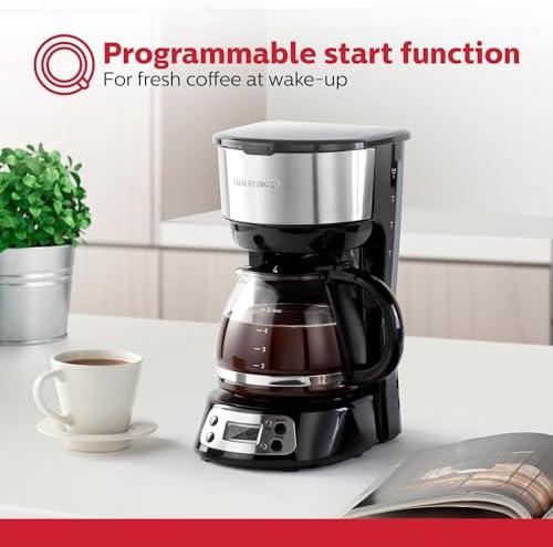 Holstein Housewares 5-Cup Programmable Coffee Maker, 25oz Drip Coffee Machine with Auto Brew Timer, Pause & Serve, Compact Design – Perfect for Home, Office & Dorm Use, Black - Image 2