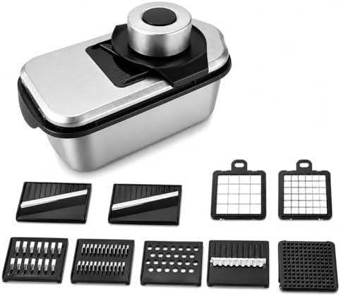 Vegetable Chopper, Stainless Steel Food Dicer and Mandoline Slicer with Drain Holes and Storage Container, Dishwasher Safe Food Chopper for Onion, Potato, Cucumber, Carrot and More by WonderfulCuisine