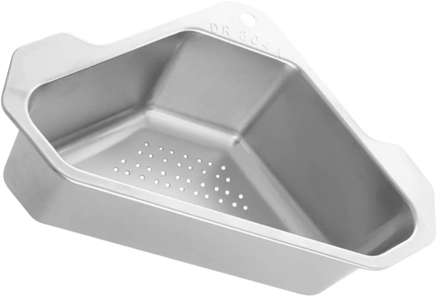 Stainless Steel Sink Basket Triangle Corner Strainer 9.64X6.88X3.14 Inch Hanging Kitchen Sink Draining Basket Food Waste Strainer and Storage Organizer