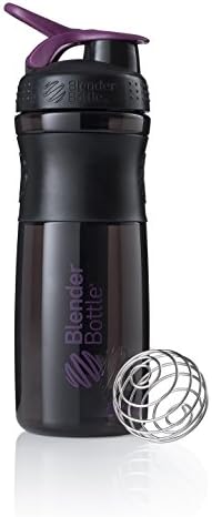 BlenderBottle SportMixer Tritan Grip Shaker Bottle, Transparent Black/Plum, 28-Ounce by BlenderBottle