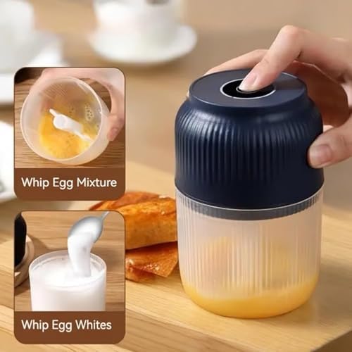 Electric Garlic Chopper, 320ML Mini Portable Veggie Chopper with 6 Sharp Blades, Rechargeable Electric Food Chopper Tool, Wireless Veggie Grinder, for Onions Ginger Chili Nuts Meat (Blue*2) - Image 3