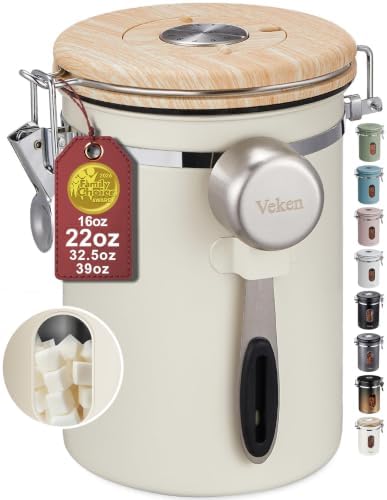Coffee Canister with Window, Airtight Stainless Steel Container, 22OZ