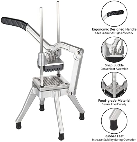 ROVSUN Commercial Vegetable Chopper French Fry Cutter Potato Slicer Fruit Chopper, Super Value Set of Suction Feet, 1/2'', 3/8'', 1/4'', 8-Wedge Blades and Pusher Blocks for Restaurant, Home & Kitchen - Image 2