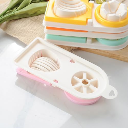 Multifunction Egg Cutter with Stainless Steel Wires 3 Slice Modes Hard Boiled Egg Slicer and Peeler Kitchen Gadget for Fruit and Vegetable Cutting 8-Inch Compact Design