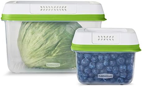 FreshWorks Produce Saver, Medium and Large Produce Storage Containers, 4 Piece Set