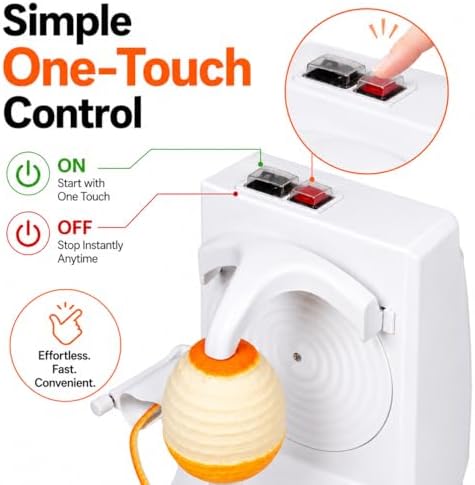 Electric Orange Peeler Automatic Fruit and Vegetable Peeler Machine, Peels Apples, Potatoes, Citrus, Stainless Steel Blade, Compact White (White)