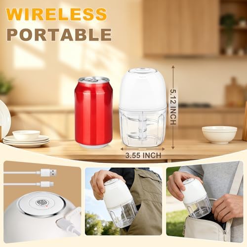 Electric Garlic Chopper,2 Bowls(1Cup&1.5Cup) for Garlic,Meat-N5 - Image 7
