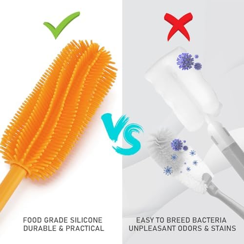 Silicone Bottle Brush, 15.7" Water Bottle Cleaner Brush, Orange - Image 6