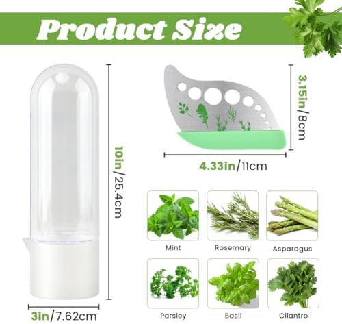 3Pcs Refrigerator Herb Keeper Containers,Herb Saver Jars with Herb Stripper