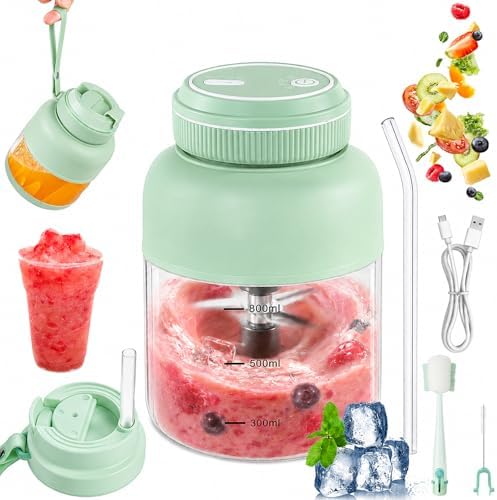 2026 Portable Wireless Juicer Cup, 27oz & 44oz Personal Blender with 38 Stainless Steel Blades, USB-C Rechargeable Smoothie Maker for Shakes, Fruits, Ice, Travel, Gym & Office Use (44oz - Green) by Unknown