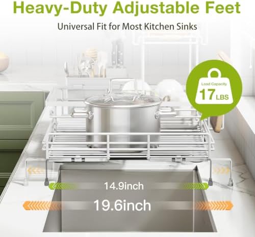 2-Tier Expandable Dish Drying Rack for Kitchen Counter, White