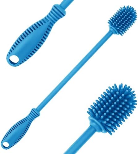 Silicone Bottle Brush with Long Handle, 12.5" Bottle Cleaning Brush, Blue by ddLUCK