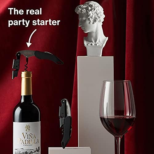 Professional Waiters Corkscrew - Wine Key with Ergonomic Rubber Grip, Beer Bottle Opener and Foil Cutter (3 Pack)