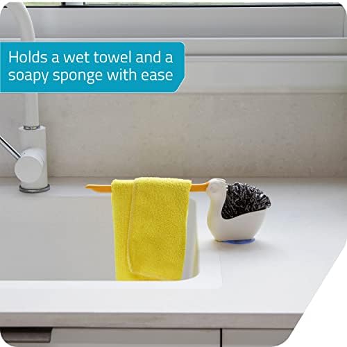 Pelix Plastic Sponge and Cloth Holder for Kitchen Sink Caddy with Suction Cup, 2 in 1 Dish Kitchen Organizer and Decor, Fits All Dish Scrubber, Sponge and Cloth Standard Size