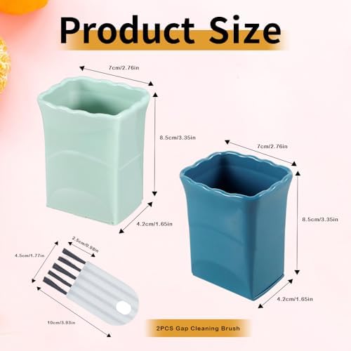 Fruit Slicer Cup 2 PCS, Egg Cutter, Strawberry Banana Chopper, Creative Kitchen Gadget for Making Vegetable Salad, Dishwasher Safe (Green + Blue), 8.5cm