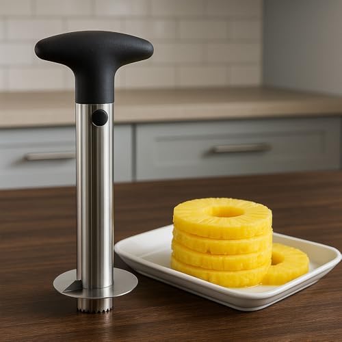 Stainless Steel Pineapple Slicer with Removable Handle | Pineapple Peeler for Core Removal