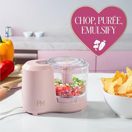 Paris Hilton 1.5-Cup Food Chopper, Stainless Steel Blade With One-Touch Pulse Control, Compact Mini Electric Chopper For Vegetables, Herbs, Nuts & Dressings, Pink - Image 4