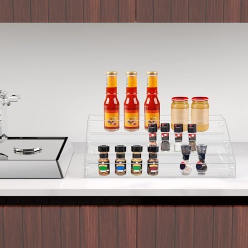 Wide 3-Tier Clear Acrylic Spice Rack for Countertops