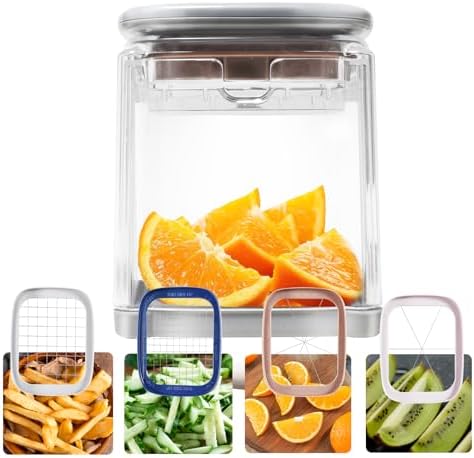 French Fry Cutter with 4 Blades Stainless Steel Manual Potato Chopper Gray