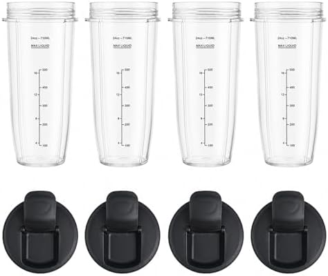 24 oz Replacement Cups 4-Pack with To-Go Lids for Ninja BL450 BN801 - Image 3