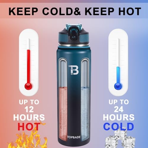 32oz Insulated Water Bottle with Straw Lid & Spout Lid & Paracord Handle, Stainless Steel Water Bottle Wide Mouth, Double Wall for Women Men Gym Fitness Outdoor