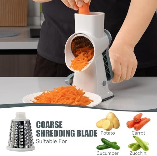 KEOUKE Rotary Cheese Grater, Hand Crank Shredder Slicer - Image 3