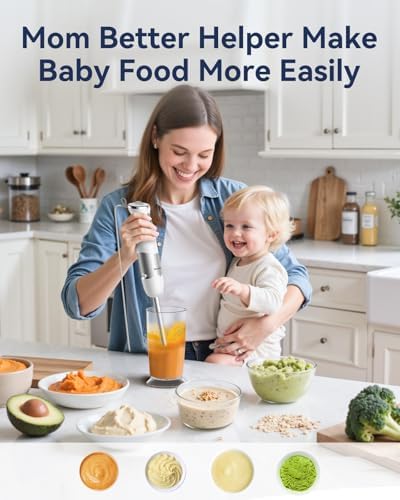 Immersion Blender Handheld 1000W 5 in 1 Corded Stick Hand Blender Kitchen with 12 Speed, BPA-Free, Mixing Beaker, Chopper, Whisk, Milk Frother, Perfect Emulsifier for Soup, Baby Food, Sauce, Puree - Image 6