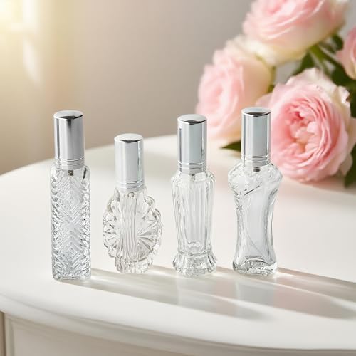 4 Pcs Vintage Glass Refillable Perfume Bottles Empty Spray Set - Image 5