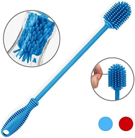Silicone Bottle Brush with Long Handle, 12.5" Bottle Cleaning Brush, Blue - Image 2