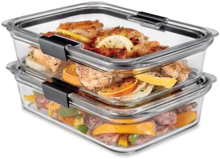 Brilliance Glass Food Storage Containers, 8 Cup, Set of 2, BPA-Free, Leak-Proof, Clear