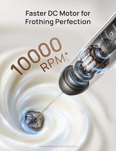 DREO Milk Frother Handheld, Coffee Drink Hand Mixer Wand, BaristaMaker Nano