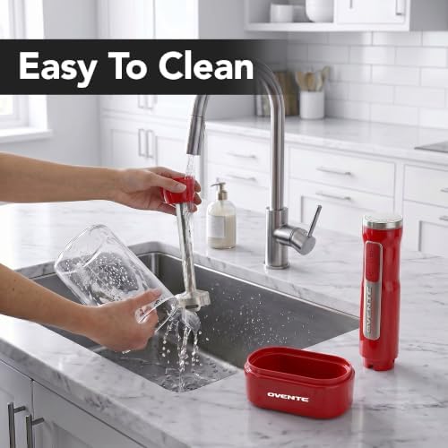 OVENTE Cordless Hand Blender, Rechargeable with 8 Mixing Speed Red HR781R - Image 6