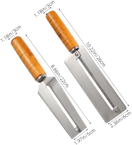 2Pcs Pineapple Peeler, Sugar Cane Peeling Knife, Thickened Stainless Steel Fruit Peeler with Wood Handle for Home Kitchen