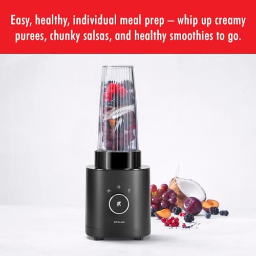 ZWILLING Enfinigy Personal Blender, Piranha Teeth Cross Blade for Ultimate Blending, Smoothies, Shakes and More, 20 fl oz Breakproof Travel Cup with Lid, BPA Free, Black - Image 2