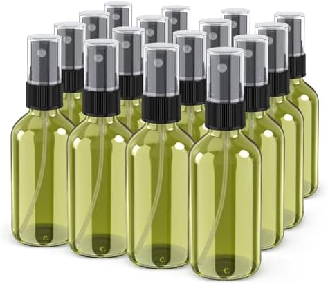 Wedama Spray Bottle, 2 oz Fine Mist Glass Spray Bottles, Little Refillable Liquid Containers for Watering Flowers Cleaning (16 Pack Olive Green) by Wedama