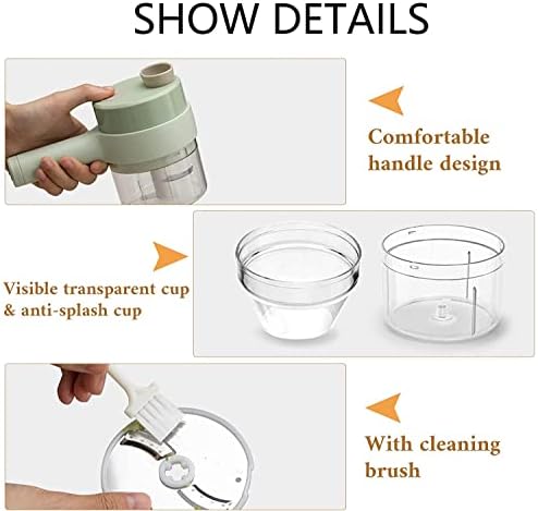 【Upgrade】 4 in 1 Handheld Electric Vegetable Cutter Set, Big Power Electric Vegetable Chopper, Mini Wireless Chopper Vegetable Slicer and Dicer Hand Held Food Processor for Kitchen Garlic Pepper Onion - Image 5