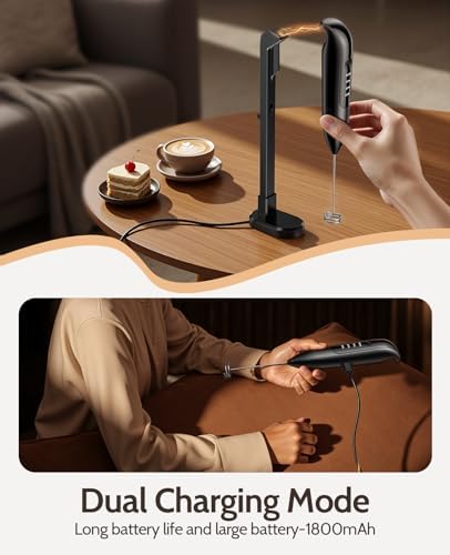 Milk Frother Handheld: LED & Wireless Charge, 3 Heads 3 Speeds - Image 5
