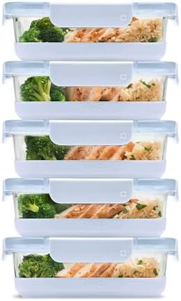 Duraglass Refresh 3.4 Cup Meal Prep Containers, 10 Pc, Halogen Blue