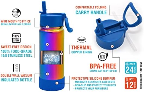 17oz Kids Insulated Stainless Steel Water Bottle w/Straw Lid