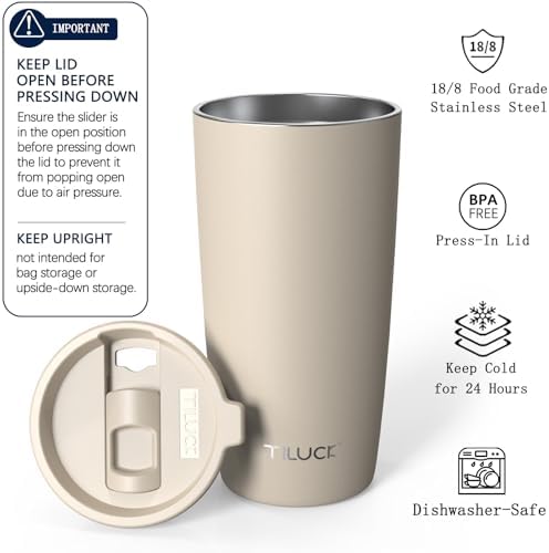 TILUCK 20 oz Insulated Coffee Tumbler with BPA-Free Lid - Image 2