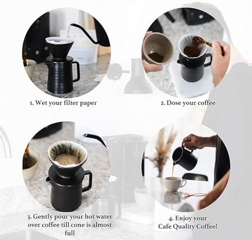 Pour Over Coffee Maker Set All in 1 Coffee Kits- 304 Stainless Steel Kettle with Thermometer Coffee Grinder Coffee Dripper & Server of Portable Travel Bag For Outdoor Camping