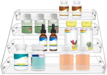 4-Tier Clear Acrylic Spice Rack Organizer for Cabinet Countertop